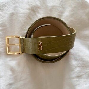 Steve Madden Olive Green Croc-Embossed Belt